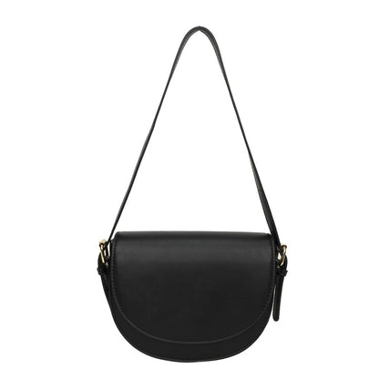 Ielgy Ladies Solid Color Multi-Layered Large Capacity Saddle Bag Shoulder Messenger Bag