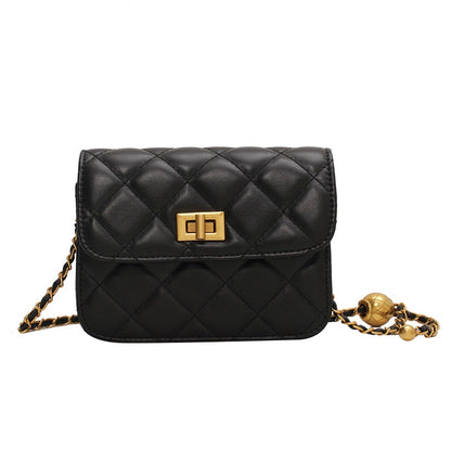 Ielgy Ladies Small Golden Ball Chain Small Square Bag Shoulder Fashion Trend Cross-body Mobile Phone Bag