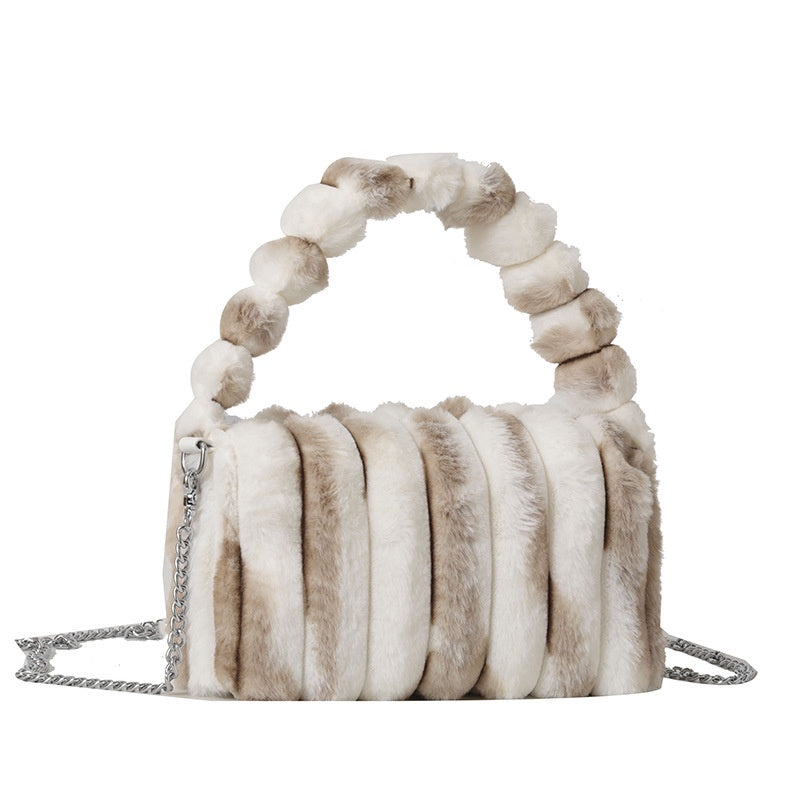 Ielgy Plush Bag Fashion Simple Handbag Korean Version Temperament Trendy Cute Messenger Bag