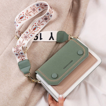 Ielgy Ladies Wide Shoulder Strap Fashion Female Bag Texture Small Square Bag