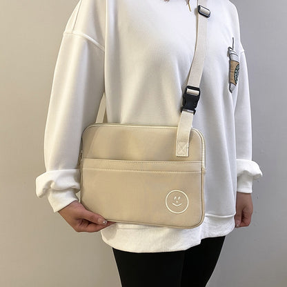 Ielgy Embroidered Smiley Face Shockproof Water-Repellent Liner Bag ipad Computer Protective Case Shoulder Messenger Compu