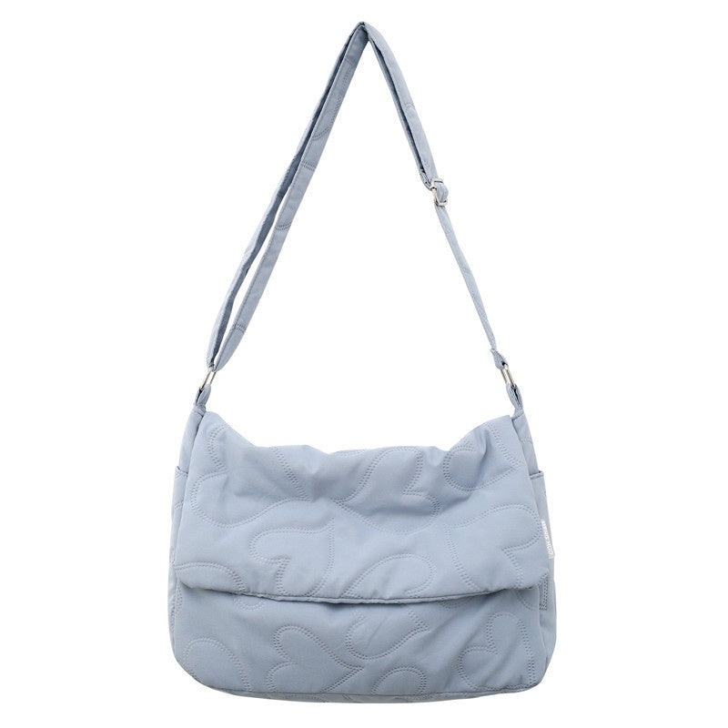 Ielgy Ladies Simple Rhombus Art Large-Capacity Fresh All-Match Messenger Bag (without Pendant)