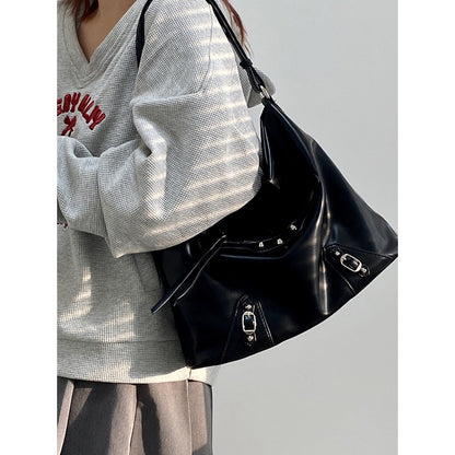 Ielgy Ladies Large-Capacity Motorcycle Bag Cool Shoulder Diagonal Portable Commuter Bag