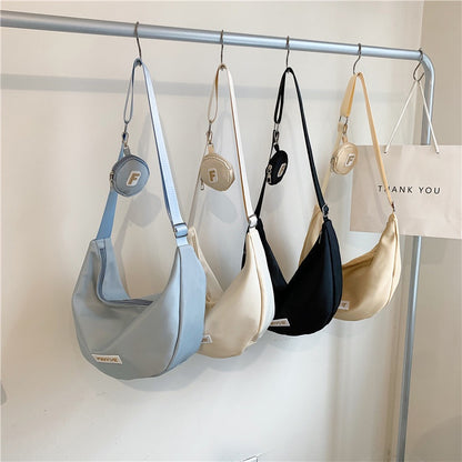 Ielgy Nylon Dumpling Bag Japanese All-Match Messenger Bag Casual Large-Capacity Canvas Class One-