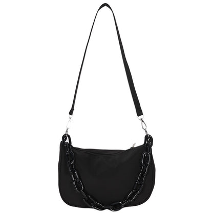 Ielgy Fashionable Unique Acrylic Chain Underarm Bag Japanese Simple All-Match Casual Nylon Messenger Bag