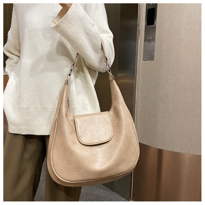 Ielgy Ladies Fashion One Shoulder Class Commuter Soft Leather Large Capacity Tote Bag