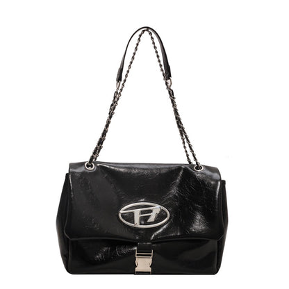 Ielgy Ladies Large-Capacity One-Shoulder Messenger Tote Bag Temperament Jingle Bag Chain St