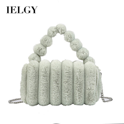 Ielgy Plush Bag Fashion Simple Handbag Korean Version Temperament Trendy Cute Messenger Bag