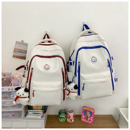 Ielgy Female College Student Large-Capacity Backpack Korean Version Simple Preppy Style Middle School Student Backpack (without Pendant