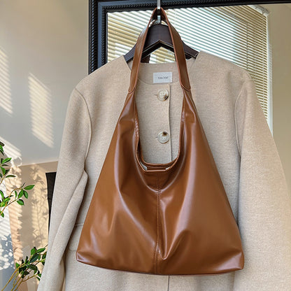 Ielgy Female Bag Simple Shoulder Tote Bag Solid Color Commuter Large Capacity Silver Underarm Fashion Bag