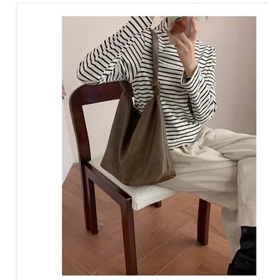 Ielgy Ladies Korean Version Large-Capacity Soft Leather Underarm Bag Commuter All-Match Portable Simple One-Shoulder Shopping Bag