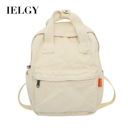 Ielgy Ladies Canvas Backpack Simple Casual College Student Harajuku Style Campus Backpack