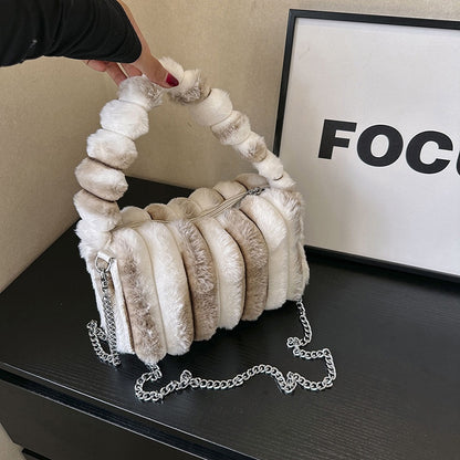 Ielgy Plush Bag Fashion Simple Handbag Korean Version Temperament Trendy Cute Messenger Bag