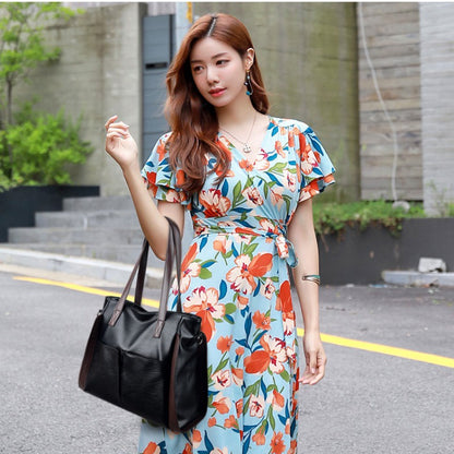 IELGY Fashionable large capacity soft leather bag for middle-aged women, new handbag, one shoulder crossbody bag