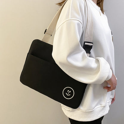 Ielgy Embroidered Smiley Face Shockproof Water-Repellent Liner Bag ipad Computer Protective Case Shoulder Messenger Compu
