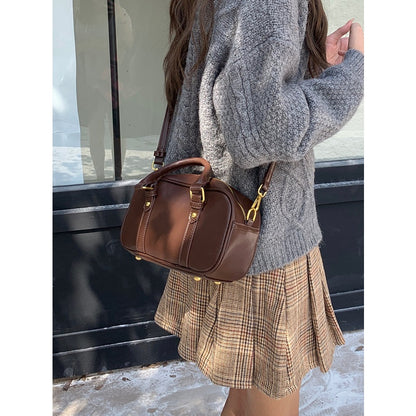 Ielgy Ladies Melade Color Retro Commuter Bag Korean Version Postman Bowling Bag Portable Shoulder Messenger Bag