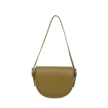 Ielgy Ladies Solid Color Multi-Layered Large Capacity Saddle Bag Shoulder Messenger Bag