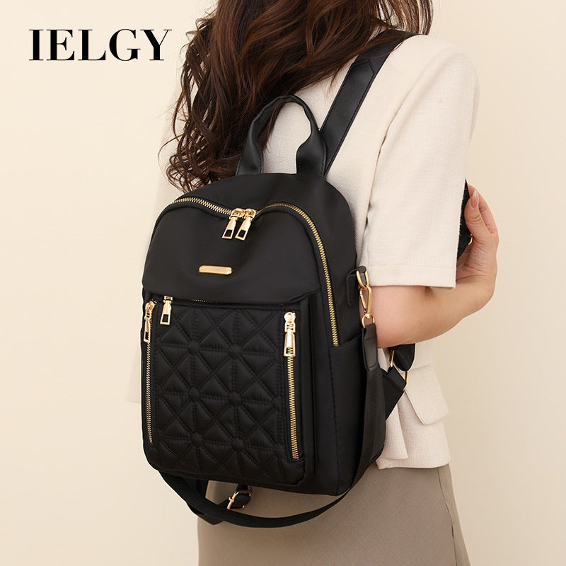 Ielgy Ladies Diamond Embroidered Thread Backpack Korean Version All-Match Large-Capacity Water-Re