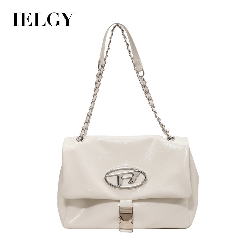 Ielgy Ladies Large-Capacity One-Shoulder Messenger Tote Bag Temperament Jingle Bag Chain St