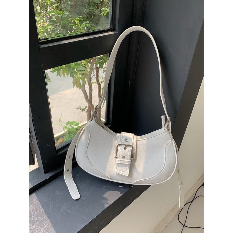 Ielgy Ladies Retro Hot Girl Underarm Bag Niche Texture Simple One-Shoulder Messenger Crescent Bag