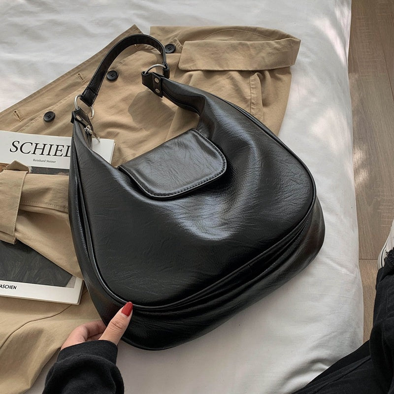 Ielgy Ladies Fashion One Shoulder Class Commuter Soft Leather Large Capacity Tote Bag