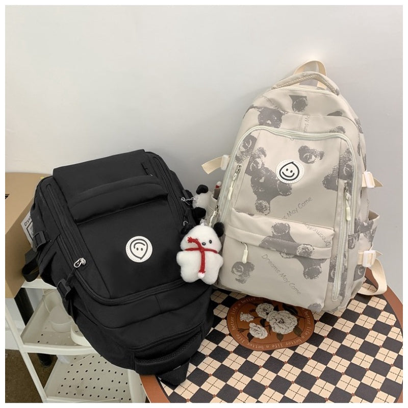 Ielgy Female College Student Large-Capacity Backpack Korean Version Simple Preppy Style Middle School Student Backpack (without Pendant