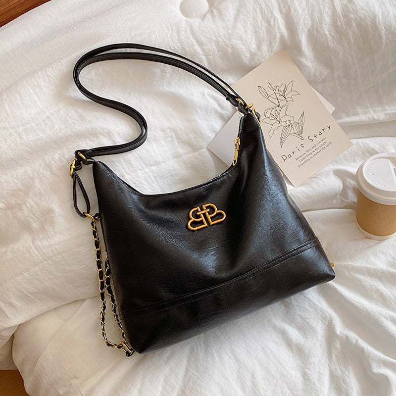 Ielgy Ladies Tote Bag One-Shoulder High-End Sense Cross-Body Niche Design Sense Large-Capacity Female