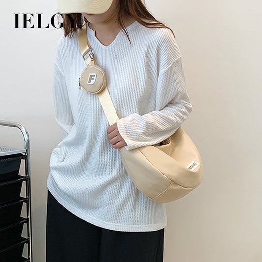 Ielgy Nylon Dumpling Bag Japanese All-Match Messenger Bag Casual Large-Capacity Canvas Class One-