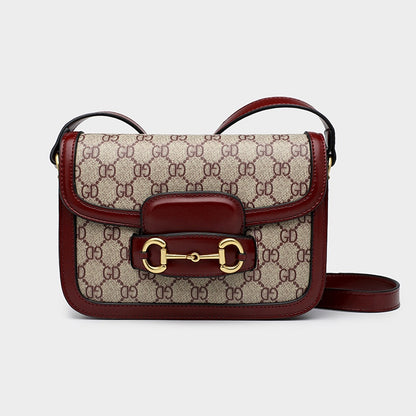 Ielgy Ladies Niche Retro Saddle Bag Fashionable All-Match One-Shoulder Messenger Bag