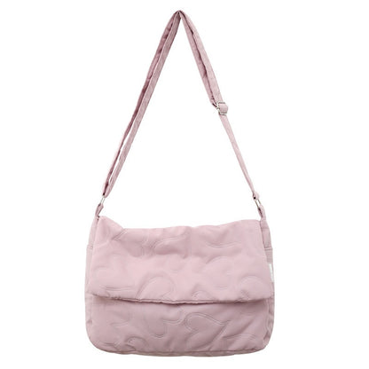 Ielgy Ladies Simple Rhombus Art Large-Capacity Fresh All-Match Messenger Bag (without Pendant)