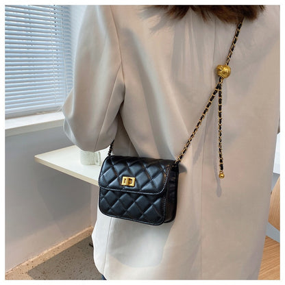 Ielgy Ladies Small Golden Ball Chain Small Square Bag Shoulder Fashion Trend Cross-body Mobile Phone Bag
