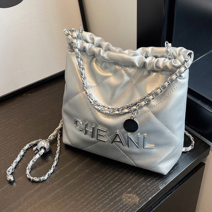 Ielgy Ladies Diamond Chain Bag Trendy Fashion Texture Tote Bag Large Capacity Bucket Bag