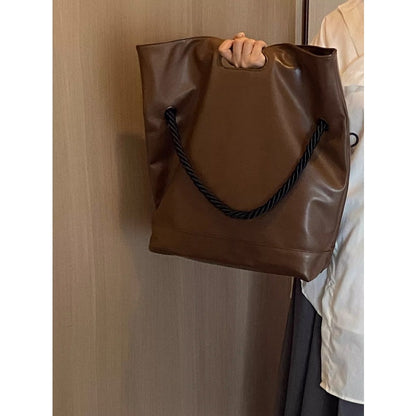 Ielgy Ladies Simple Commuter Soft Leather Tote Bag Student Class Shoulder Messenger Bag