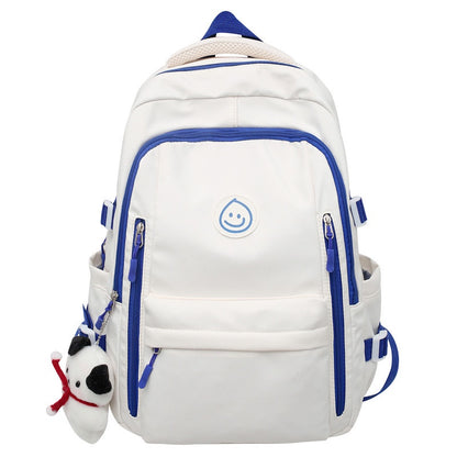 Ielgy Female College Student Large-Capacity Backpack Korean Version Simple Preppy Style Middle School Student Backpack (without Pendant