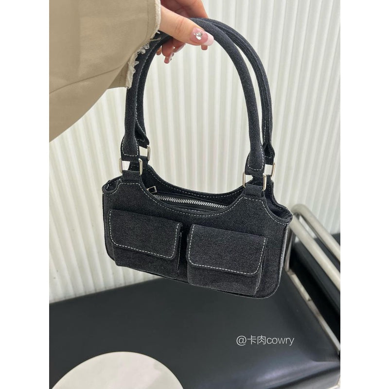 Ielgy Ladies Retro Denim Blue Shoulder Underarm Bag Portable