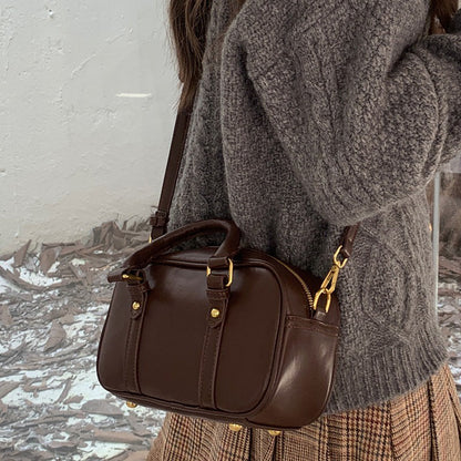 Ielgy Ladies Melade Color Retro Commuter Bag Korean Version Postman Bowling Bag Portable Shoulder Messenger Bag