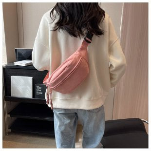 Ielgy Ladies Messenger Chest Bag Sports Niche All-Match Canvas Casual Waist Bag