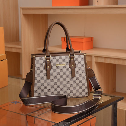 Ielgy Ladies Printed Shoulder Handbag All-Match Large-Capacity Retro Casual Bag