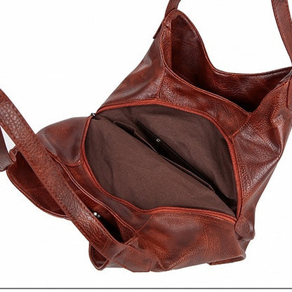 Ielgy Ladies Retro Soft Leather Shoulder Bag Ladies All-Match Shoulder Simple Portable Tote Bag