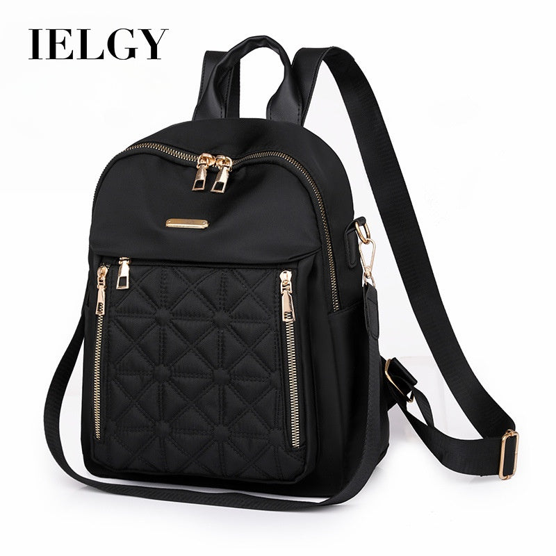 Ielgy Ladies Diamond Embroidered Thread Backpack Korean Version All-Match Large-Capacity Water-Re