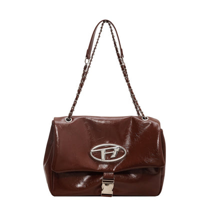 Ielgy Ladies Large-Capacity One-Shoulder Messenger Tote Bag Temperament Jingle Bag Chain St