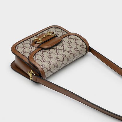 Ielgy Ladies Niche Retro Saddle Bag Fashionable All-Match One-Shoulder Messenger Bag