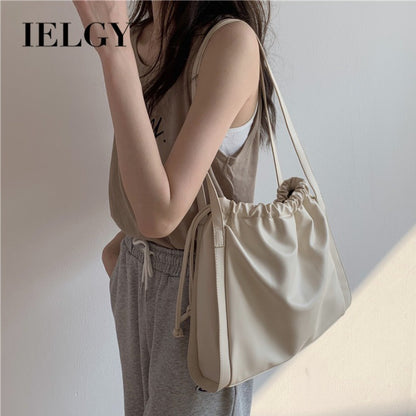 Ielgy Ladies Large Capacity Women Casual Cream White Bucket Bag Shoulder Tote Bag