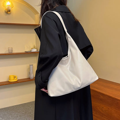Ielgy Female Bag Simple Shoulder Tote Bag Solid Color Commuter Large Capacity Silver Underarm Fashion Bag