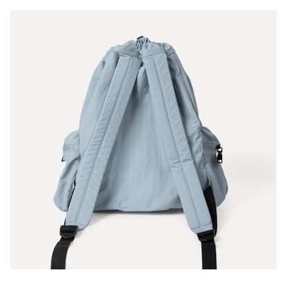 Ielgy Japanese Korean Drawstring Backpack Harajuku Style Large Capacity School Bag Casual All-Match Pleated Nylon Canvas Backpack