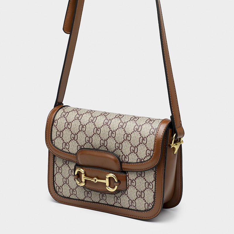 Ielgy Ladies Niche Retro Saddle Bag Fashionable All-Match One-Shoulder Messenger Bag