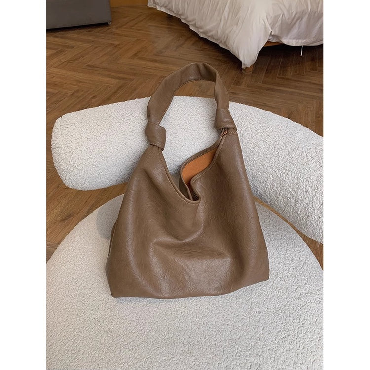 Ielgy Ladies Korean Version Large-Capacity Soft Leather Underarm Bag Commuter All-Match Portable Simple One-Shoulder Shopping Bag