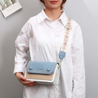 Ielgy Ladies Wide Shoulder Strap Fashion Female Bag Texture Small Square Bag