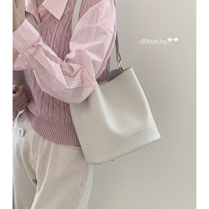 Ielgy Korean Version Fashion Sweet Pink Underarm Bucket Bag Large Capacity Shoulder Bag