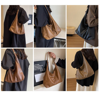 Ielgy Large-Capacity One-Shoulder Tote Bag Fashionable All-Match Casual Commuter Buck